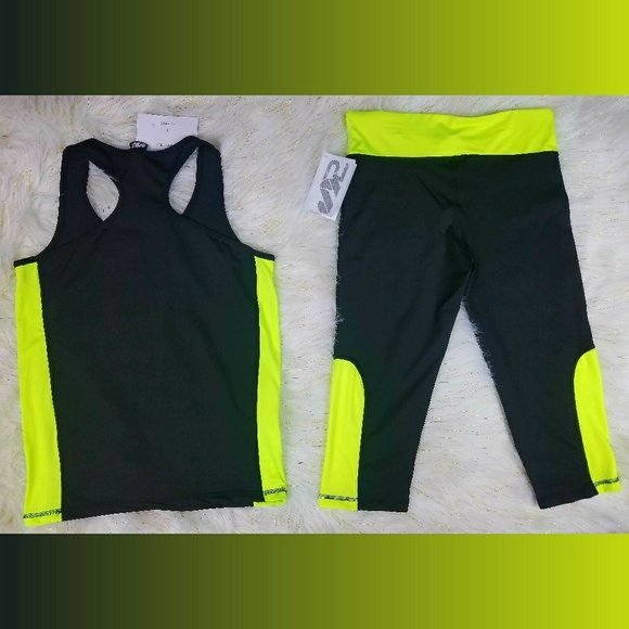 s2s sportswear Pants - S2S Sportswear Black Neon Legging Tank Set